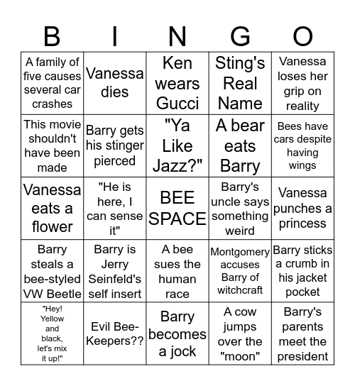 Beengo! Bingo Card