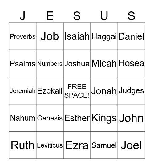 Books of the Bible Bingo Card