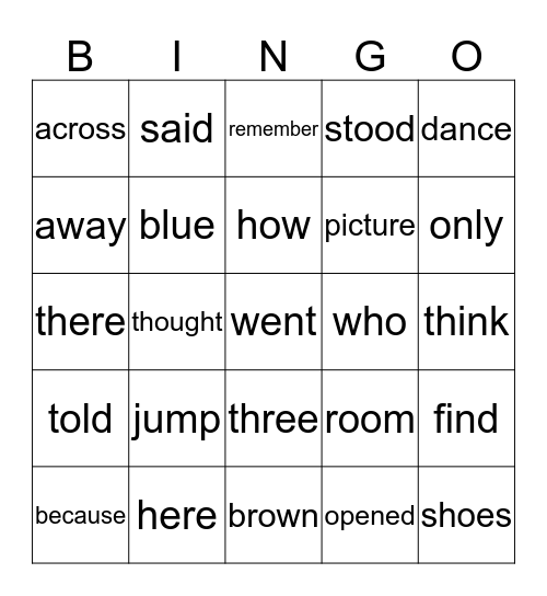 Peter's Chair Bingo Card