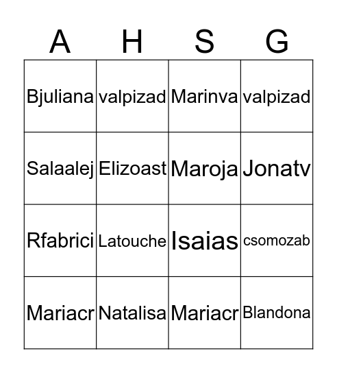 Fun Committee Bingo Card