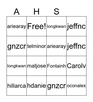 Fun Committee Bingo Card