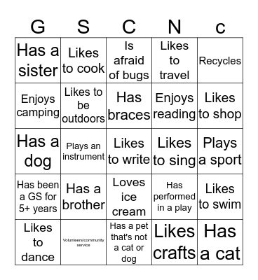 Troop 480 Bingo Card
