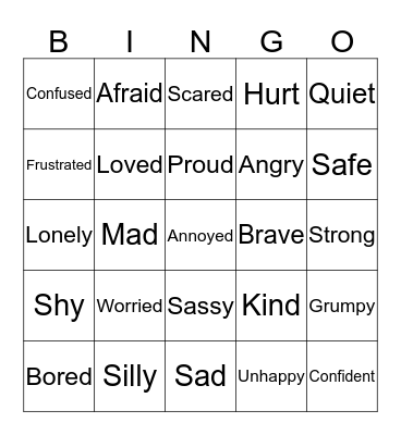 FEELINGS BINGO Card