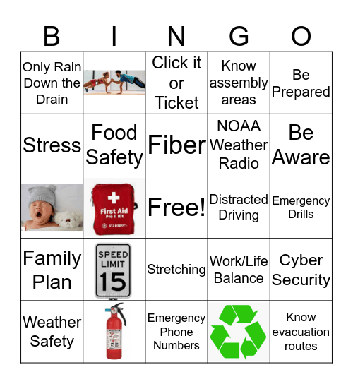 EHS WEEK BINGO Card