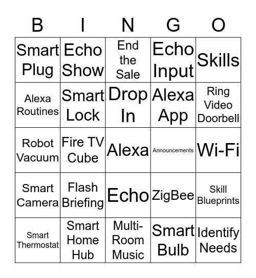 Smart Home Bingo Card