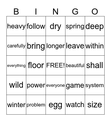 Egg Bingo Card
