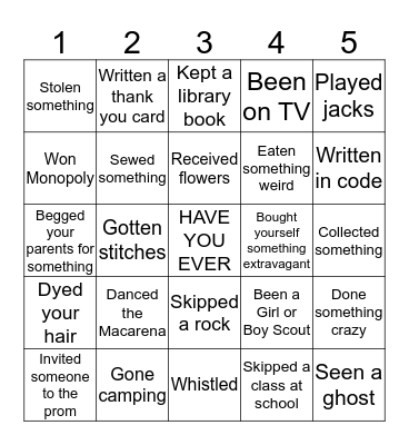 Yetter Trip 2019 Bingo Card