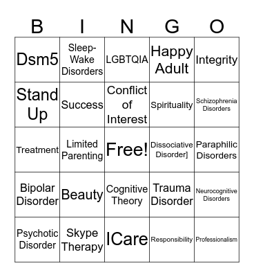 Social Work Bingo Card