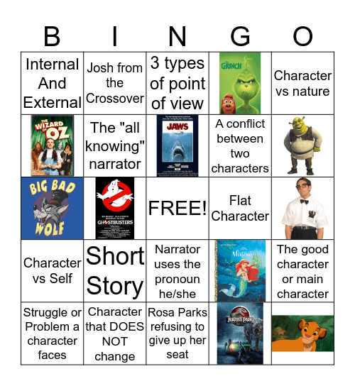 Cartoon Characters Bingo Card