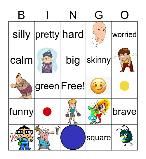 Adjectives Bingo Card