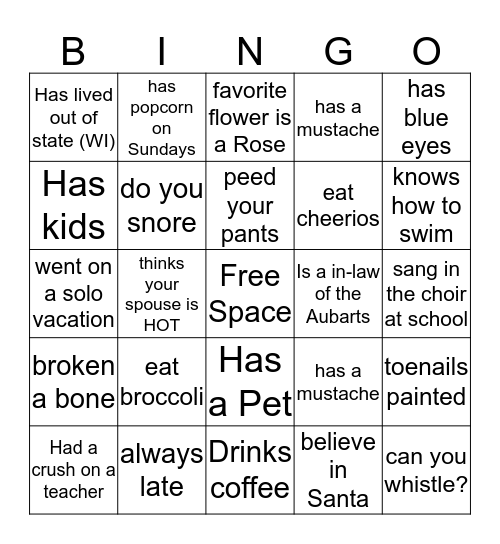 Aubart Bingo Card