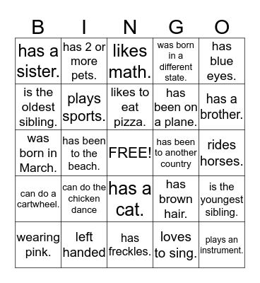 Brownie Bingo! Bingo Card