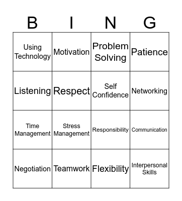 Soft Skills Bingo Card