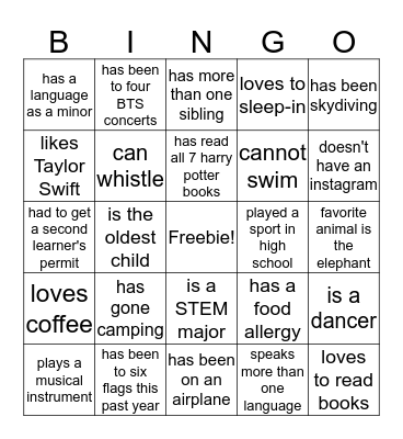 Human Bingo Card