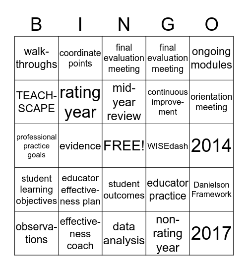 Educator Effectiveness BINGO Card