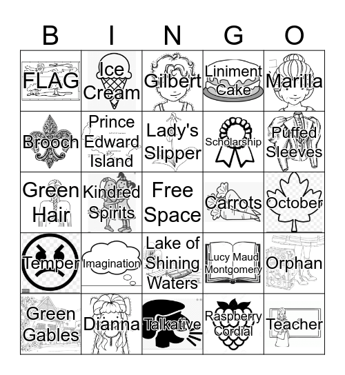 Anne of Green Gables Bingo Card
