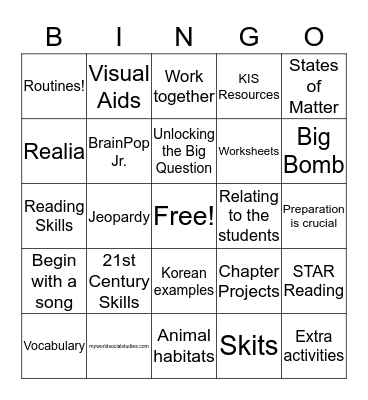 Cultural Connections Bingo Card