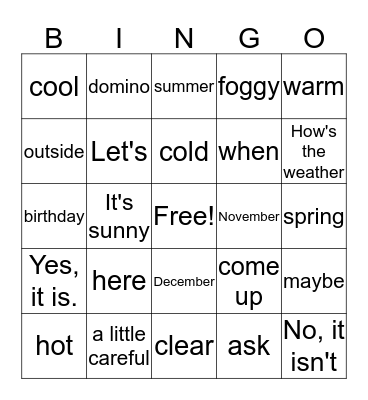 M3 Fun Basic 3 Bingo Card