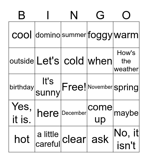 M3 Fun Basic 3 Bingo Card