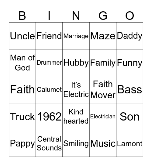 WAYNE Bingo Card