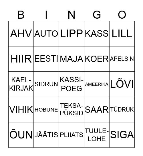 Bingo Card