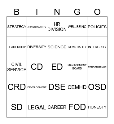 CORTORATE INDUCTION BINGO Card