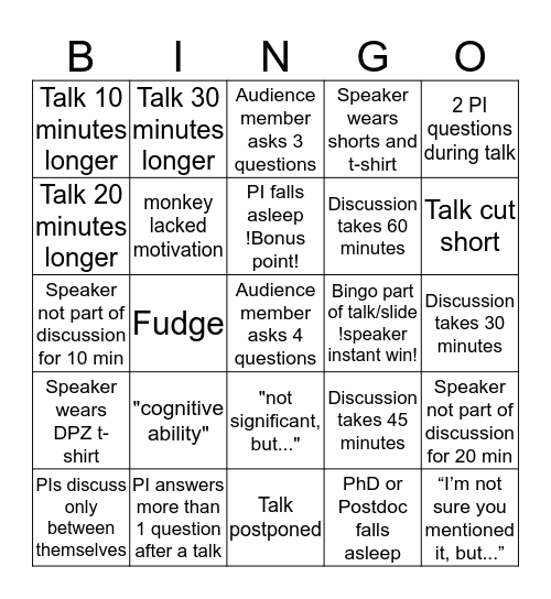 Retreat Talk Bingo (a.k.a staying awake bingo) Bingo Card