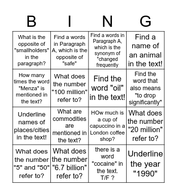 Scanning Bingo Card
