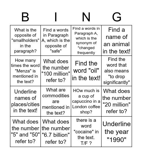Scanning Bingo Card