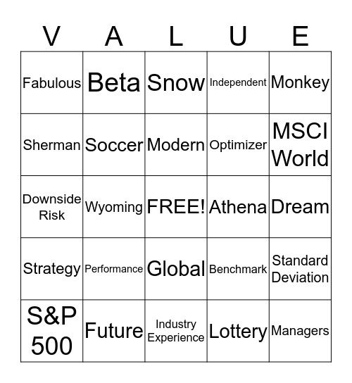 Frontier Asset Management Bingo Card