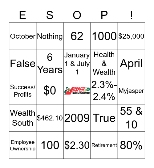 ESOP BINGO Card