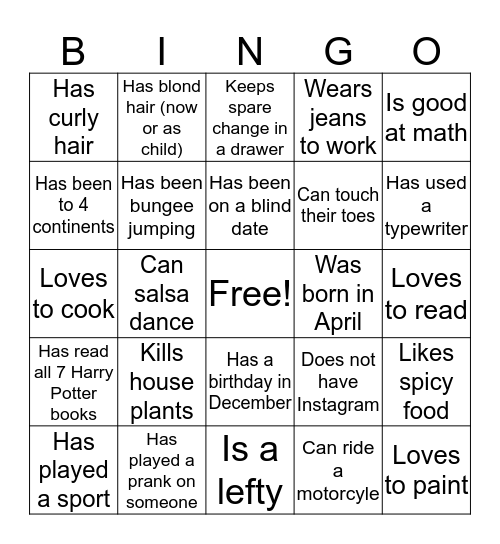 "Who is someone who..." BINGO Card