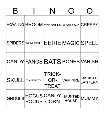 Halloween Bingo Card