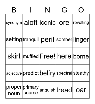 Vocabulary Bingo Card