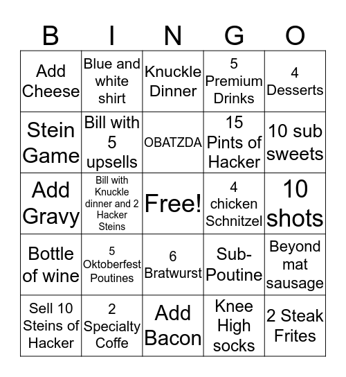 OKTOBERFEST BINGO! Bingo Card