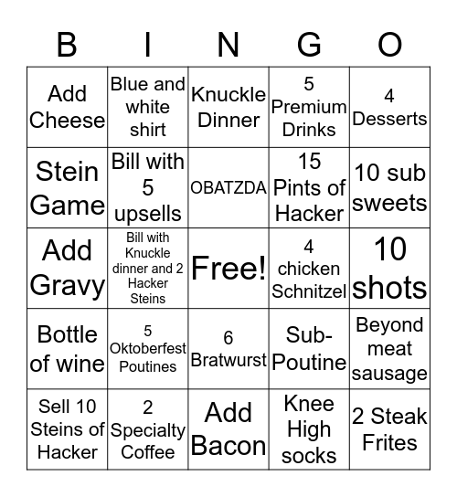 OKTOBERFEST BINGO! Bingo Card