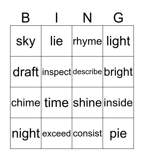 4th grade Bingo Card