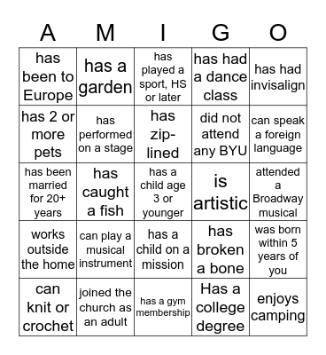 Find Someone Who Bingo Card