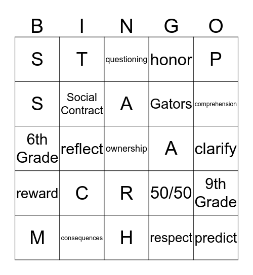 Champs/Stars Bingo Card