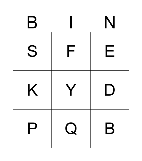 ALPHABET BINGO Card