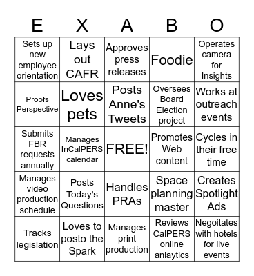 External Affairs Branch Meeting Ice Breaker Bingo Card