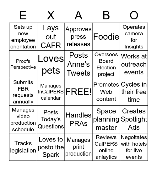 External Affairs Branch Meeting Ice Breaker Bingo Card