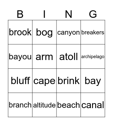 GEO TERMS WK 2 - 4 Bingo Card