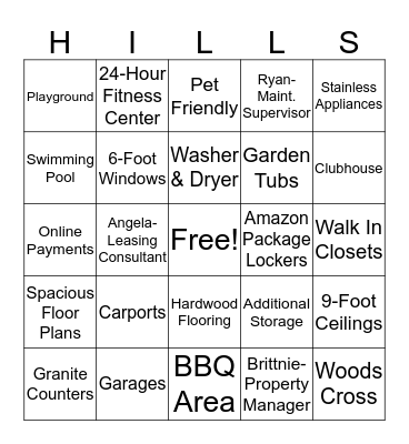 Hills at Renaissance Bingo! Bingo Card