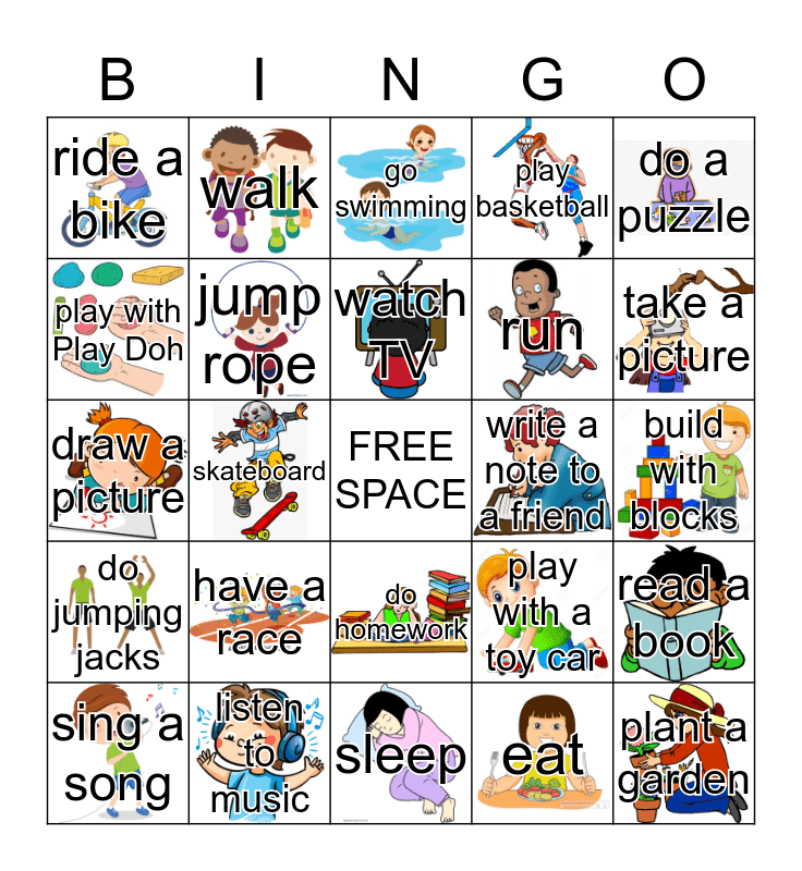 Actions Bingo Card