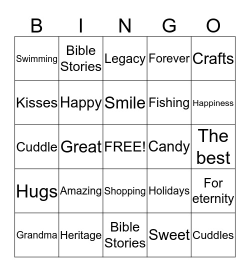 Grandparents  Bingo Card