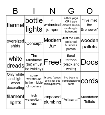 Cranker Bingo Card