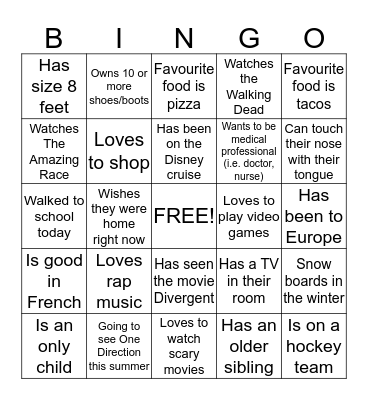 Hello Bingo Card