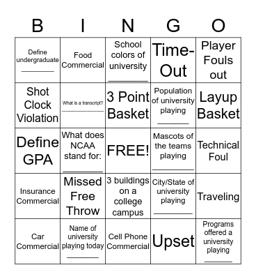 MARCH MADNESS BINGO Card