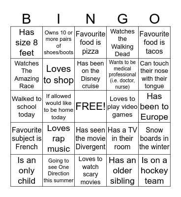 Hello Bingo Card